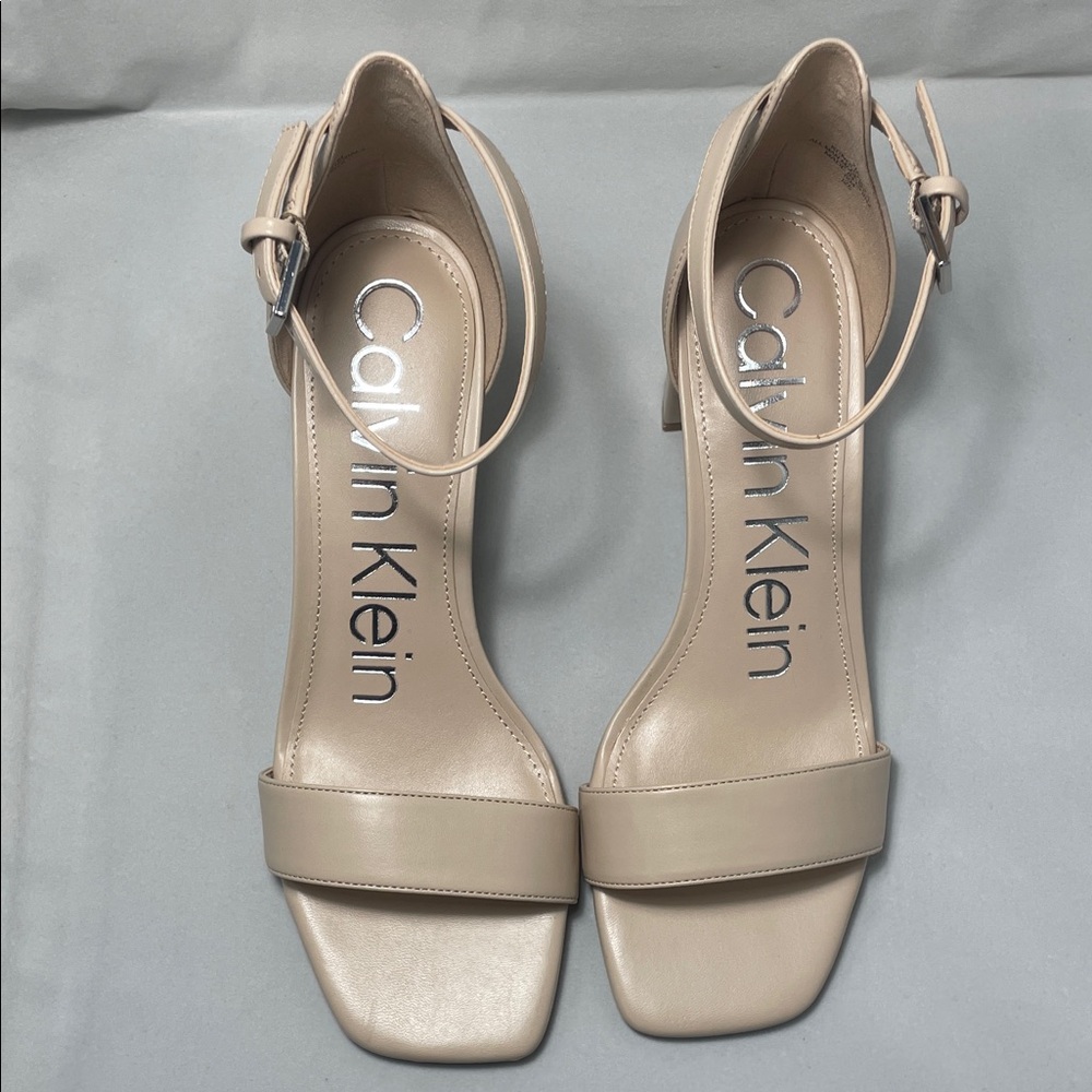Calvin Klein Nude Heeled Sandals, Size 7